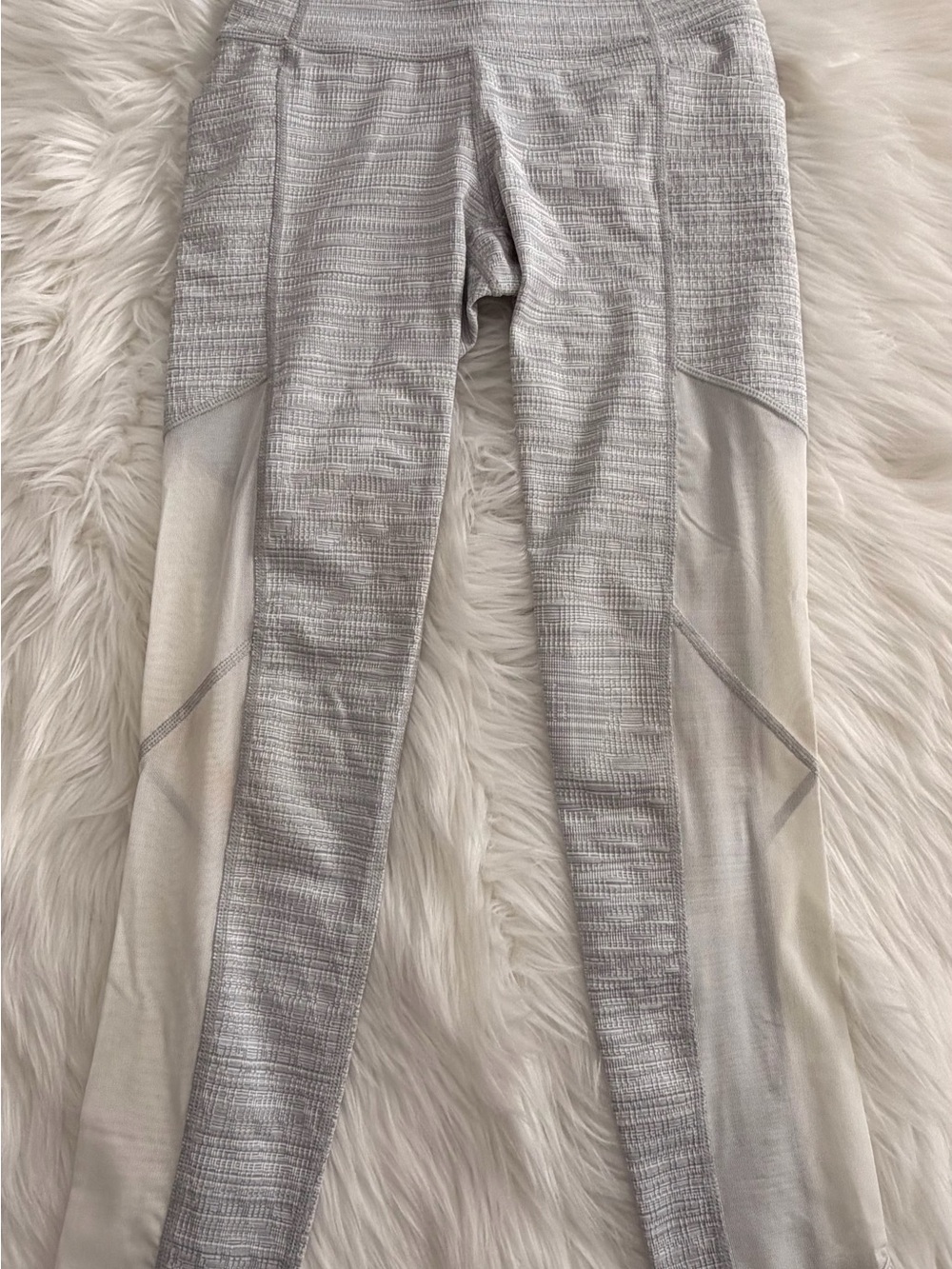 Athleta Light Gray Textured Performance Leggings